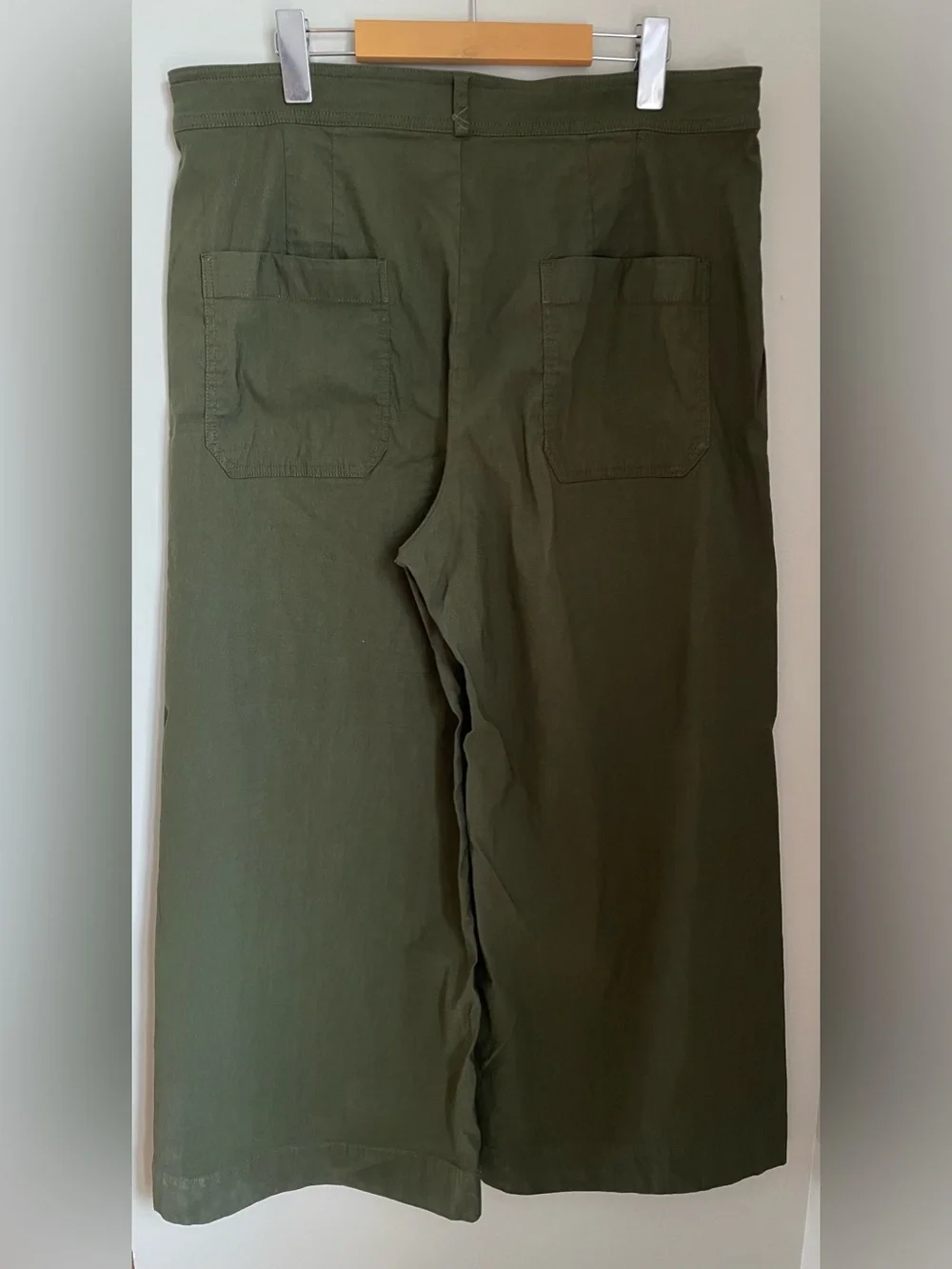 Maeve Anthropologie Ettie High-Rise Crop Wide-Leg Pants Green Size 34 Linen Boho - Picture 5 of 11